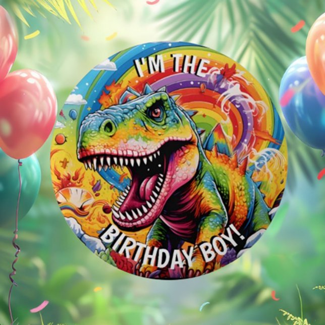 Sticker Rond dinosaure anniversaire coloré mignon (Cute Dinosaur Birthday Stickers: Colorful & Classic Fun!)