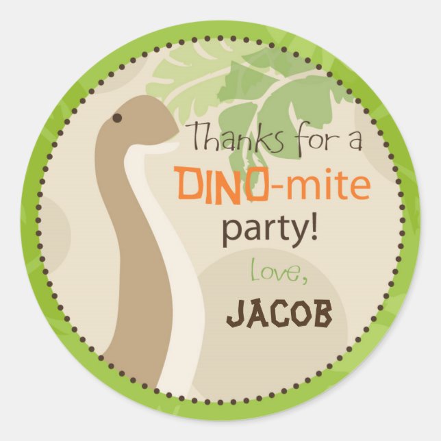 Sticker Rond Dinosaure Brontosaurus Topkaphyloïde de la ciboule (Devant)