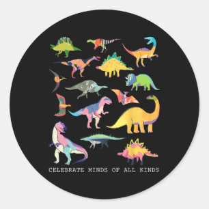 Sticker Rond Dinosaure Célébrer les Esprits de Toutes Sortes Se