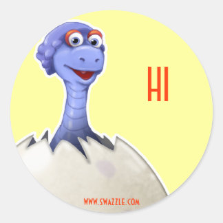 Sticker Rond Dinosaure dans l'autocollant d'oeuf