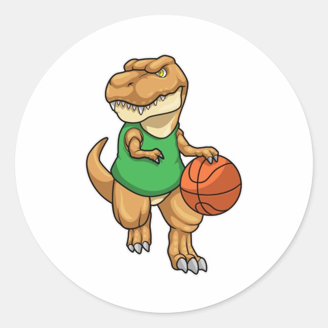 Sticker Rond Dinosaure dans Sports avec basket-ball (Devant)