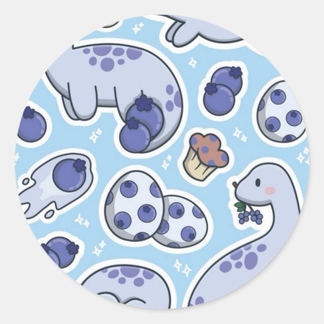 Sticker Rond dinosaure de bleuet (Devant)