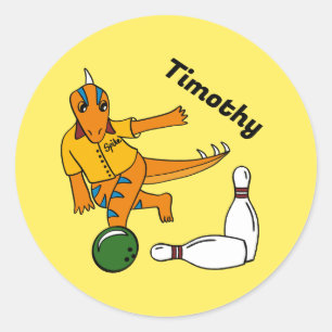 Sticker Rond Dinosaure de Bowling Bowlers personnalisés