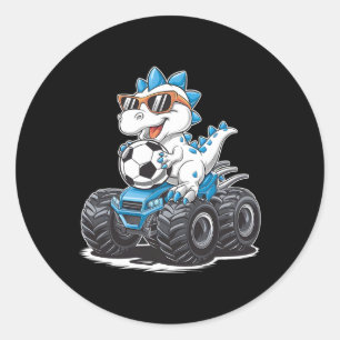 Sticker Rond Dinosaure de football Camion Monstre T-rex Enfants