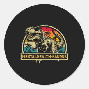 Sticker Rond Dinosaure de santé mentale Mentalhealth-saurus 