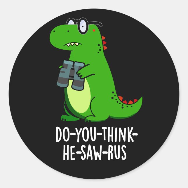 Sticker Rond Dinosaure Dinosaure Pun Dark BG (Devant)