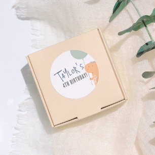 Sticker Rond Dinosaure et Balloon dessinés à la main fête d'ann