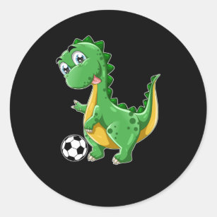 Sticker Rond Dinosaure jouant Soccer Dino Sports