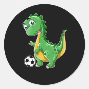 Sticker Rond Dinosaure jouant Soccer Dino Sports