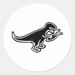 Sticker Rond Dinosaure mangeant des poissons de Jésus