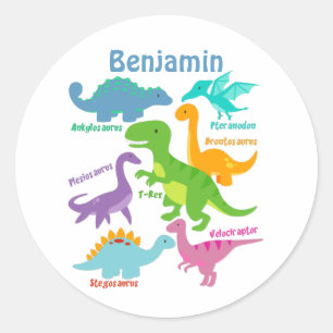 Sticker Rond Dinosaure pour enfants mignon