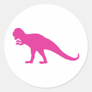 Sticker Rond Dinosaure rose