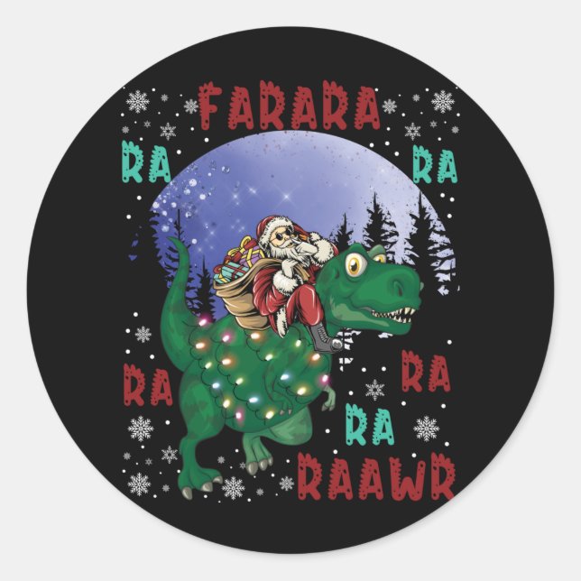 Sticker Rond Dinosaure Santa Claus (Devant)