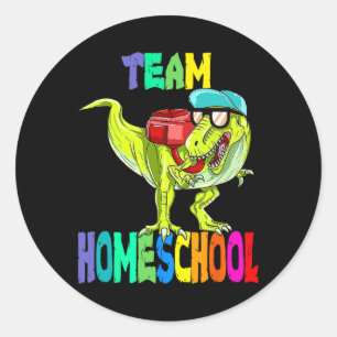 Sticker Rond Dinosaure T Rex À L'École
