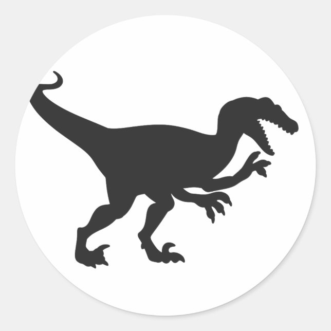 Sticker Rond Dinosaure velocirapeur noir - Choisissez la couleu (Devant)
