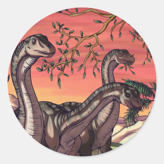 Sticker Rond Dinosaures à Dusk (Devant)
