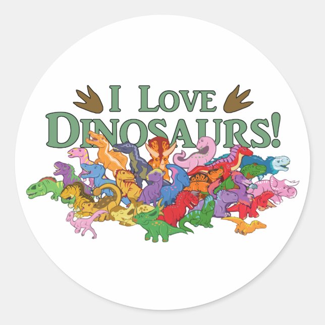 Sticker Rond Dinosaures mignons et colorés (Devant)