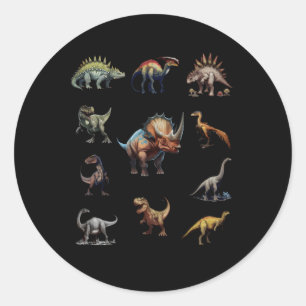 Sticker Rond Dinosaures préhistoriques