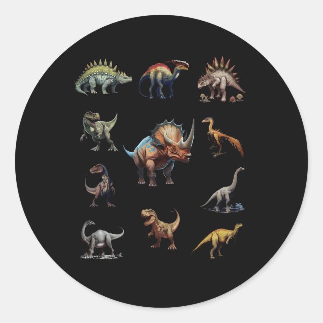 Sticker Rond Dinosaures préhistoriques (Devant)