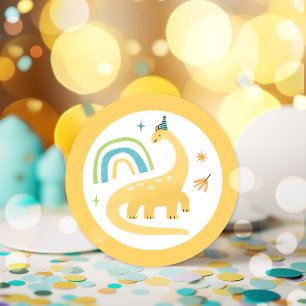 Sticker Rond Diplodocus Dinosaur Fête d'Anniversaire Faveurs