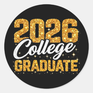 Sticker Rond Diplômé 2026 Diplômé universitaire Étudiant diplôm