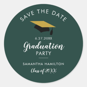 Sticker Rond Diplômé 2026 Enregistrez la date de la fête de gra