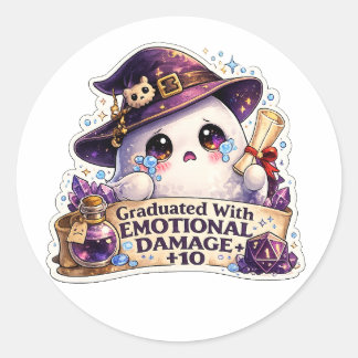 Sticker Rond Diplômé avec dégâts émotionnels Magicien Fantôme