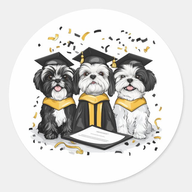 Sticker Rond Diplôme Chih Tzu Chiens (Devant)