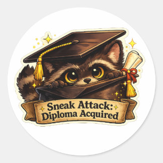 Sticker Rond Diplôme d'Attaque Sournoise Acquis Raton Laveur Co