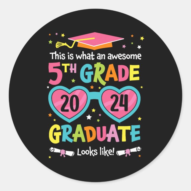 Sticker Rond Diplômé de 5e année ressemble à Cl 2024 (Devant)