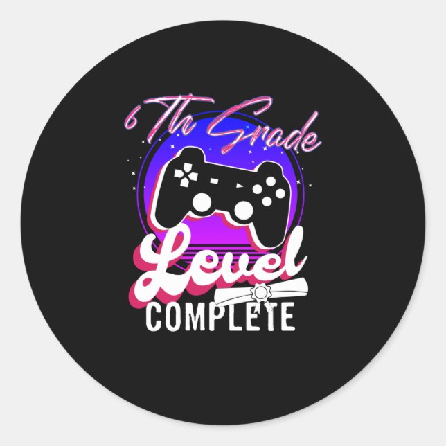 Sticker Rond Diplôme de 6e année de gamer (Devant)