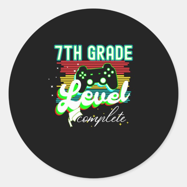 Sticker Rond Diplôme de 6e année de gamer (Devant)