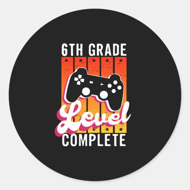 Sticker Rond Diplôme de 6e année de gamer (Devant)