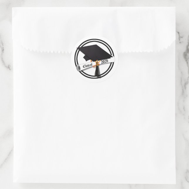 Sticker Rond Diplôme de casquette de 2026 (Sac)