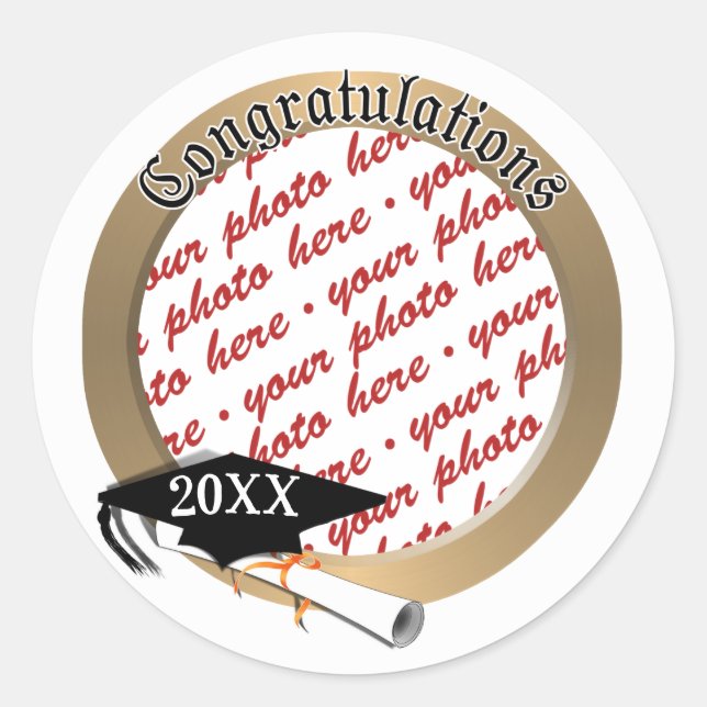 Sticker Rond Diplôme de Casquette de deuxième cycle - Photo Gra (Devant)