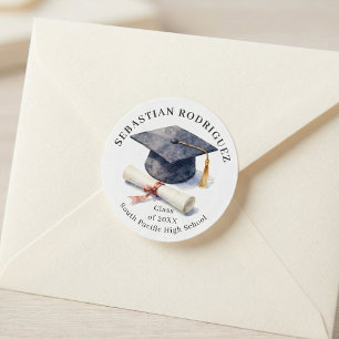 Sticker Rond Diplôme de fin d'études Cap classique aquarelle