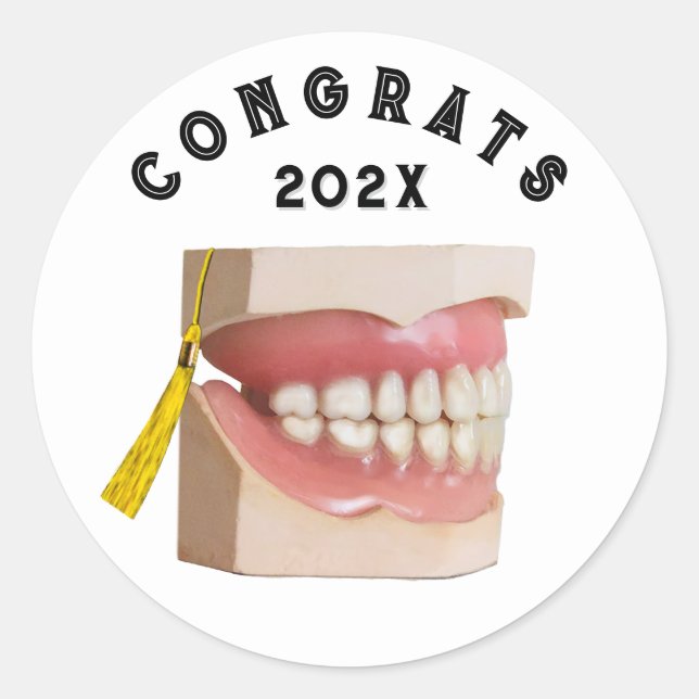Sticker Rond Diplôme de fin d'études de l'école dentaire (Devant)