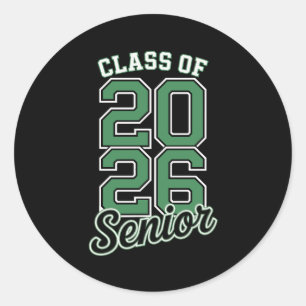 Sticker Rond Diplômé de la promotion 2026 Senior Green Graduati