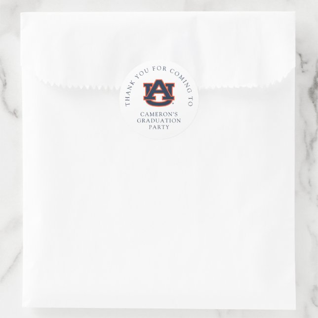 Sticker Rond Diplôme de l'Université d'Auburn | Auburn Tigers (Sac)