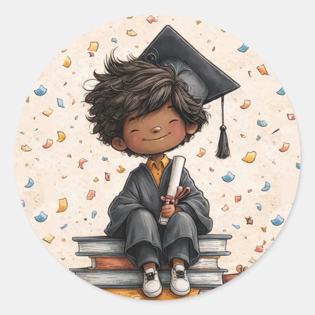 Sticker Rond Diplômé de maternelle joueur (Devant)