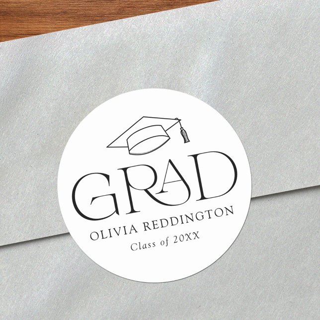 Sticker Rond Diplôme de typographie moderne Couvercle de diplôm (Créateur téléchargé)