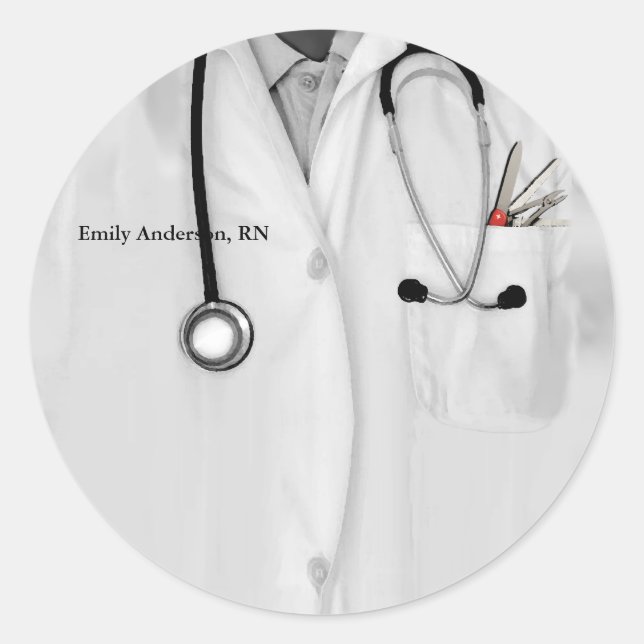 Sticker Rond Diplôme d'infirmière personnalisé (Devant)