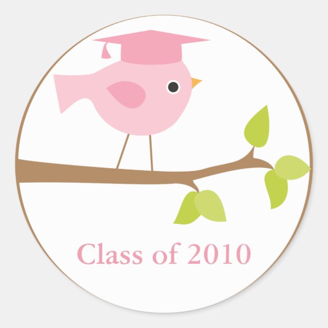 Sticker Rond Diplôme d'Oiseau rose (Devant)