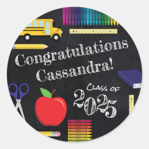 Sticker Rond Diplôme du tableau de bord de l'enseignement