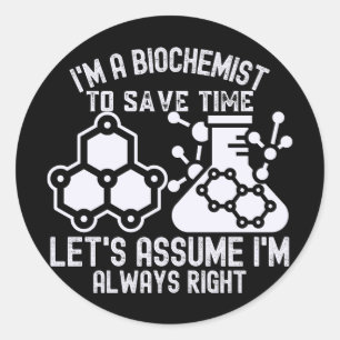 Sticker Rond Diplôme en Biochimie, Biochimie Drôle