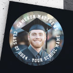 Sticker Rond Diplôme étudiant photo complète moderne<br><div class="desc">Autocollant photo moderne avec nom personnalisé,  école et année dans une police de sport de collège blanc comme superposition sur votre photo. Vous pouvez modifier les couleurs de police et de police,  déplacer et redimensionner les éléments à l'aide de l'outil de conception.</div>