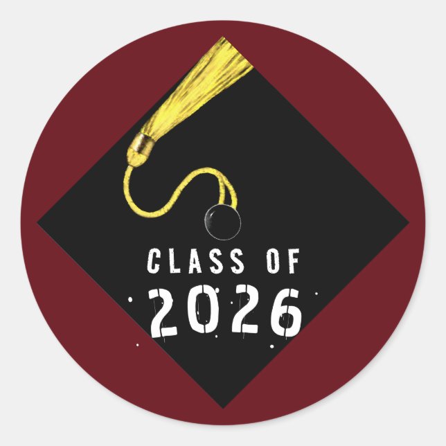Sticker Rond Diplômé Marron 2026 (Devant)