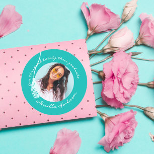 Sticker Rond Diplôme Moderne et Rétro Sarcelle