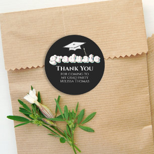 Sticker Rond Diplôme noir Diplômé Rétro Typographie Simple