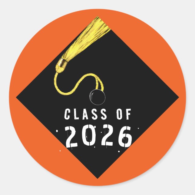 Sticker Rond Diplômé Orange 2026 (Devant)